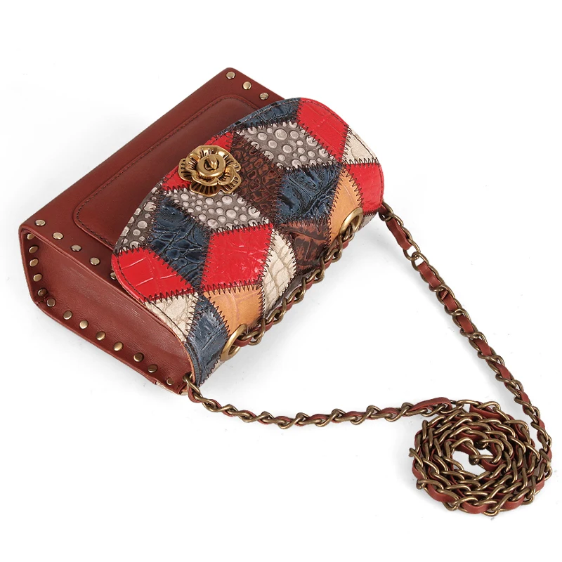 Cobbler Legend Women Genuine Leather Shoulder Bag Luxury Fashion Designer Flower Patchwork Messenger/Sling Crossbody Small Totes