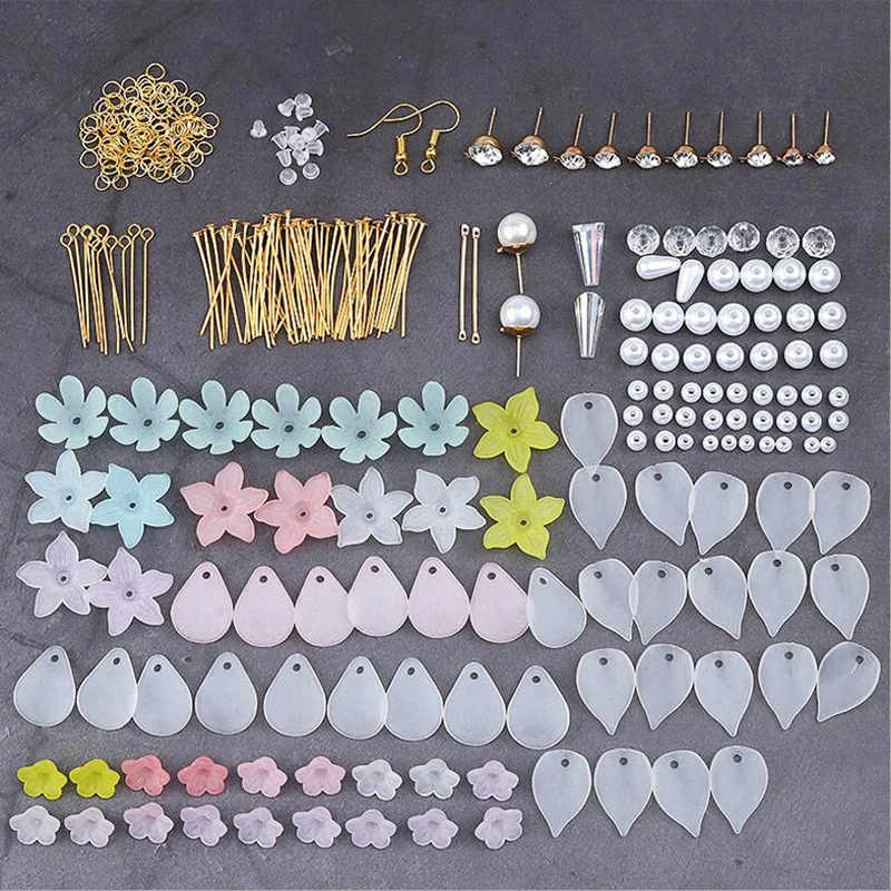 

1 Set Mix Flower Material Handmade DIY Drop Earrings Craft Component Gifts Can Make 7 Pairs Jewelry Making Set