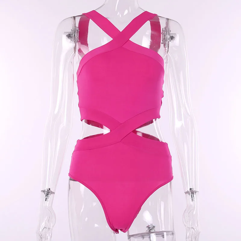 Пикантные женские облегающие комбинезоны Харадзюку с перекрестной спинкой