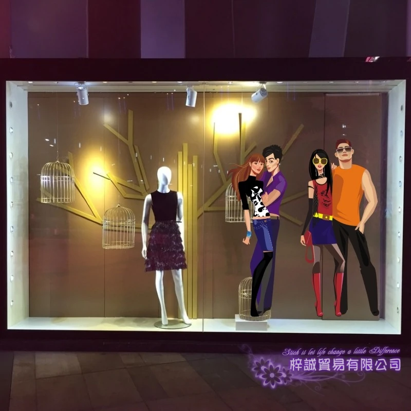 

Clothing Store Wall Sticker Sexy Lady Girls Decoration Clothing Store Decal Cloakroom Showcase Decor Clothing Shop Glass Decal