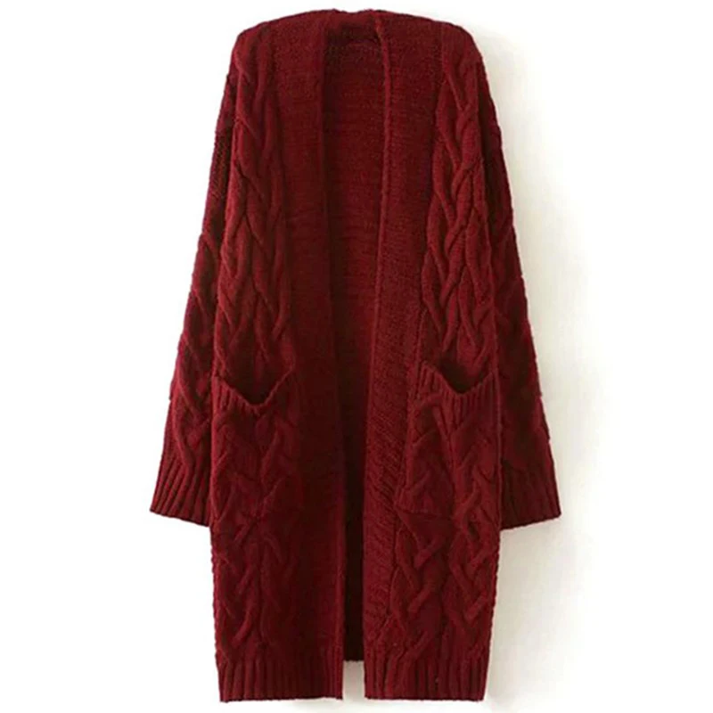 

Autumn Winter Women's Cardigan Korean Style Pure Color Loose Sweater Coat New Casual Female Knitted Cardigans GX738