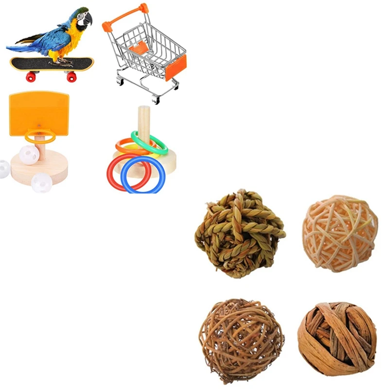 2 Set Pet Toy: 1 Shopping Cart Basketball Stacking Ring Toy &amp Natural Small Animal Activity Chew Toys | Дом и сад
