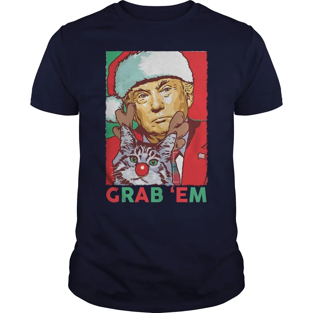 

Grab 'Em Trump Santa Christmas Mens T-Shirt. Summer Cotton Short Sleeve O-Neck Unisex T Shirt New S-3XL