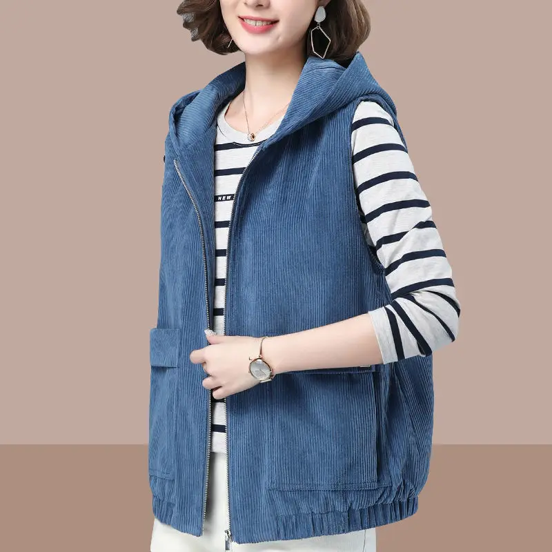 

Corduroy Vest Women's Short Coat 2021 Spring and Autumn New Korean Versatile Loose Large Size Slim Casual Coat Fashion Trend