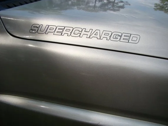 

For 2Pcs SUPERCHARGED Hood Decals Door Badges Fender Stickers