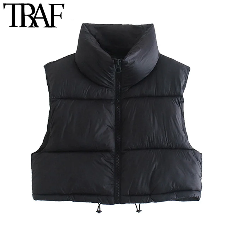 Женский винтажный жилет на молнии с высоким воротником | Женская одежда