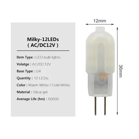 10 шт., мини светодиодные галогенные лампы G4 AC/DC 12 В 12SMD 2835 20 Вт