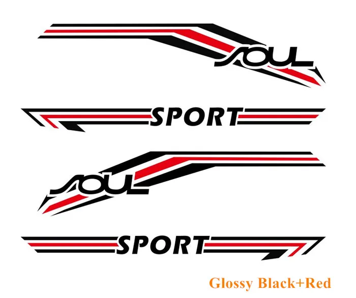Glossy Black-Red Наклейки для автомобиля s Sport Stripes Стайлинг Авто обе стороны двери Декор наклейки виниловые аксессуары для тела наклейка для KIA Soul - Название цвета: Glossy Black-Red