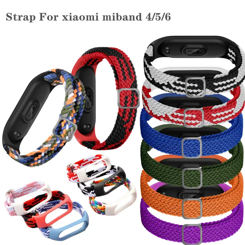 

Nylon Weave Adjustable Replacemen Strap For Xiaomi Mi band 7 6 5 4 Bracelets Smart Watchband Accessories Bracelet For miband 6/7