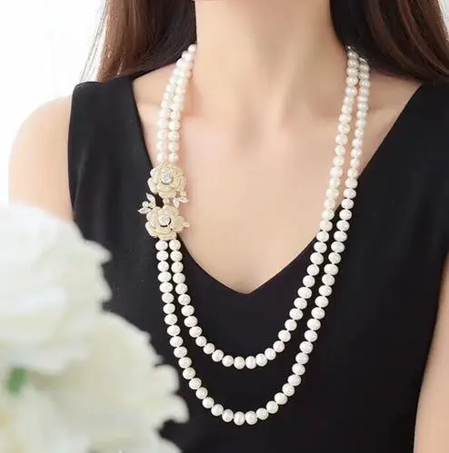 Ожерелье с пресноводным жемчугом аксессуары из натурального циркония белый