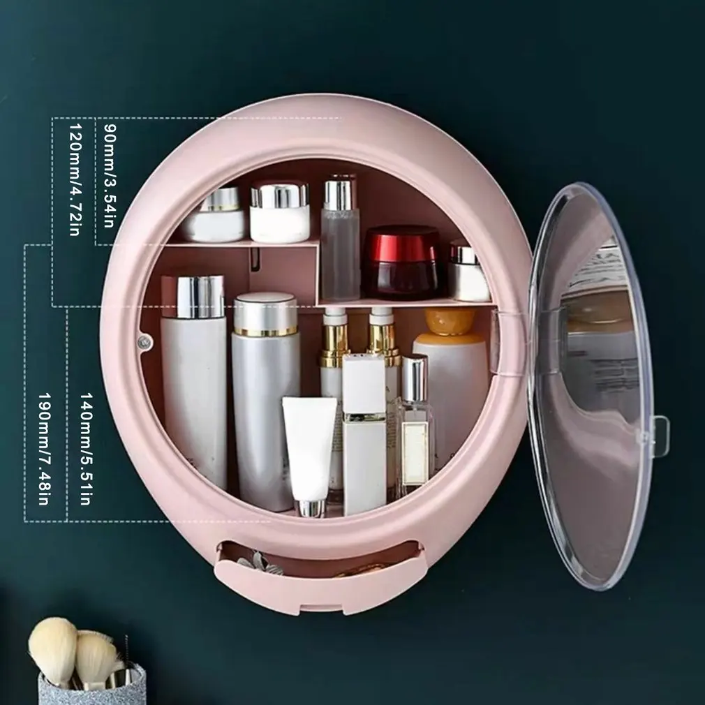 

Hot High Quality Wall-mounted Makeup Organizer Punch-free Large Capacity Jewelry Cosmetic Storage Box Beauty Tool Sundries Rack