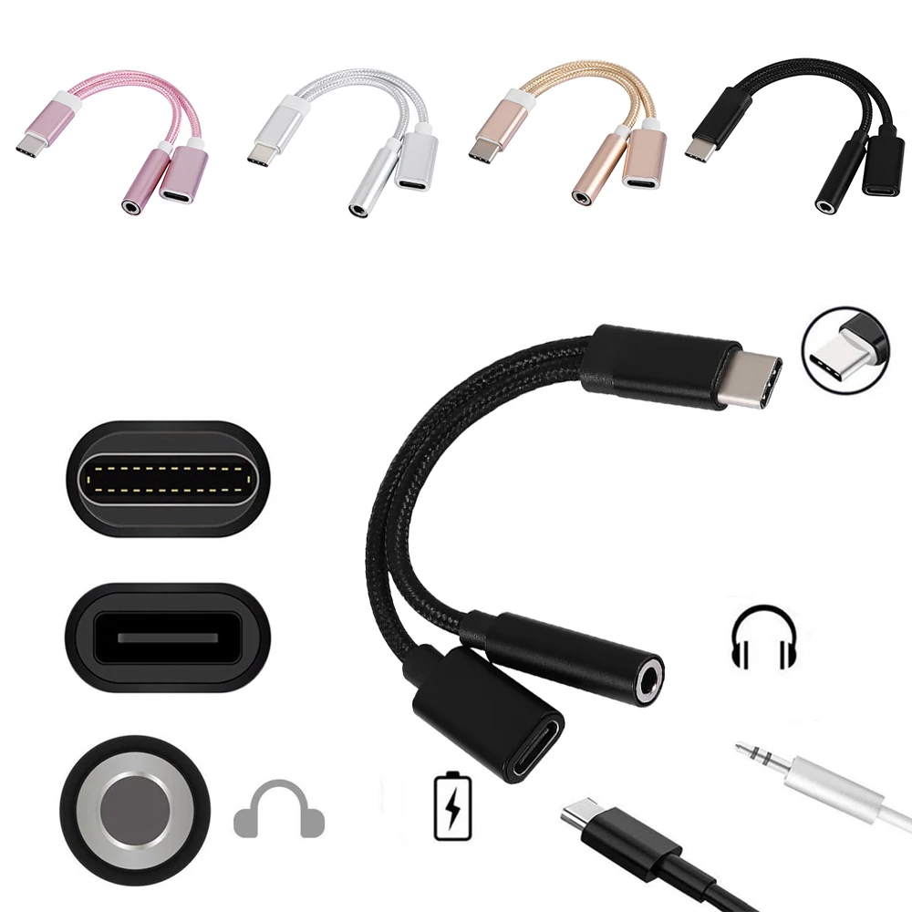 Новый горячий музыкальный аудио сплиттер под наушники конвертер 2в1 USB C Тип до 3 5