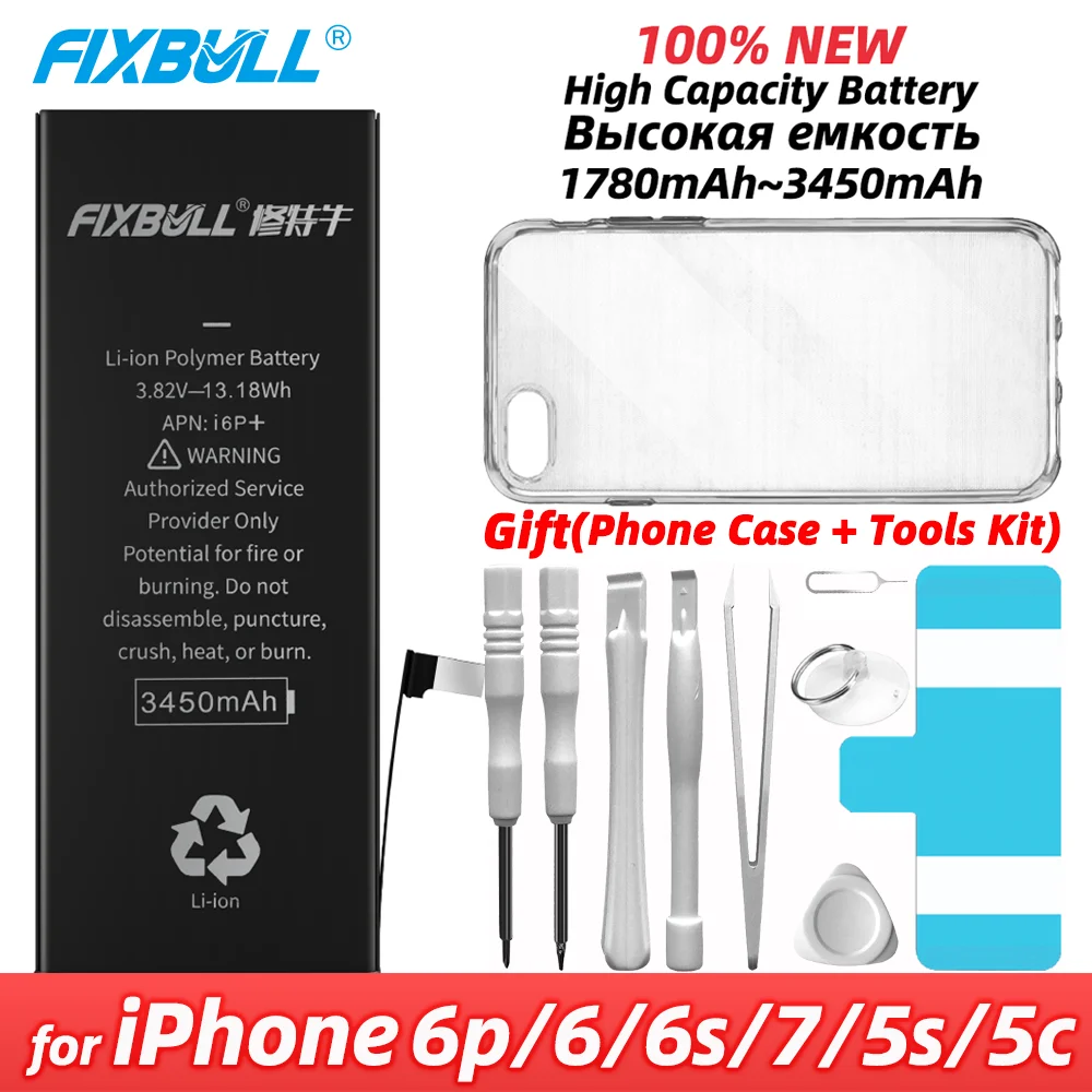 Мобильный телефон FIXBULL аккумулятор для Apple iPhone 6 Plus plus p 6S 5S 7 Высокая реальная