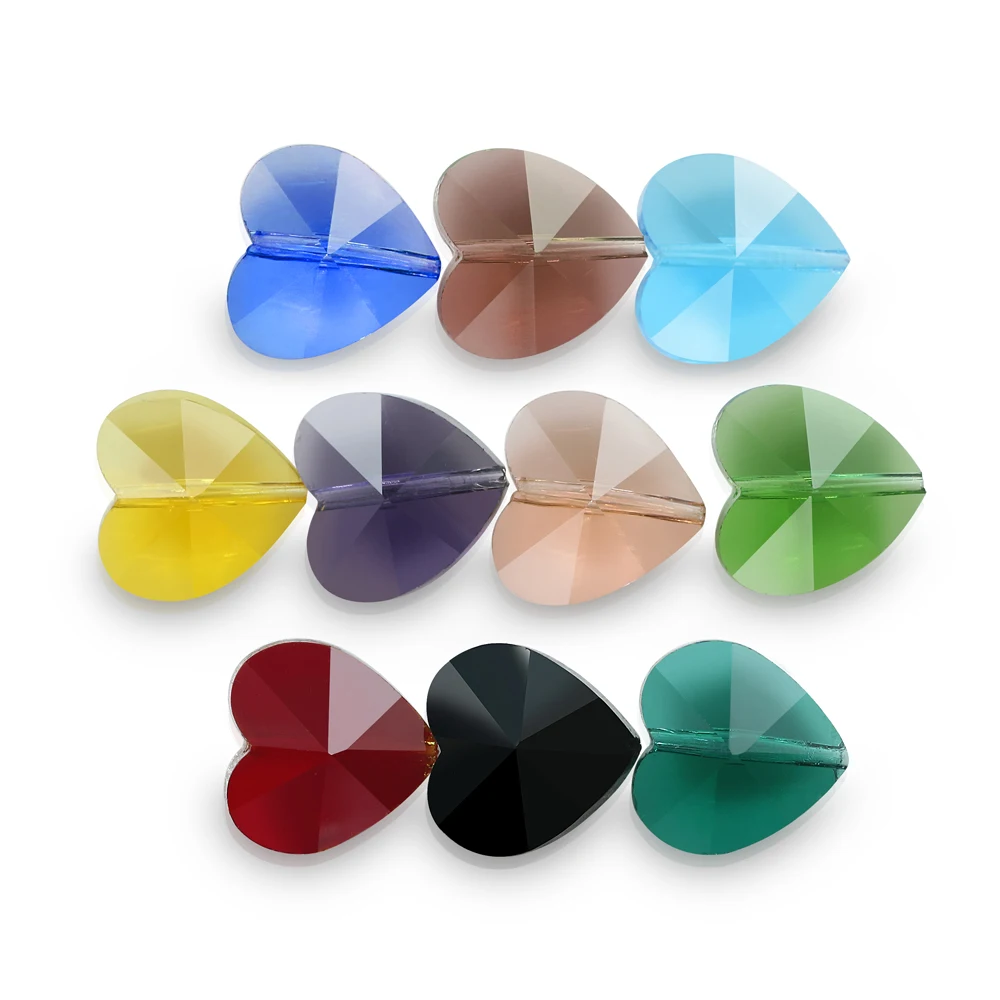 

Heart Glass Beads For Jewelry Making Bulk 14mm Pendant Peach Crystal Beads For Bracelets DIY Crafts Charms Necklace Earring20pcs