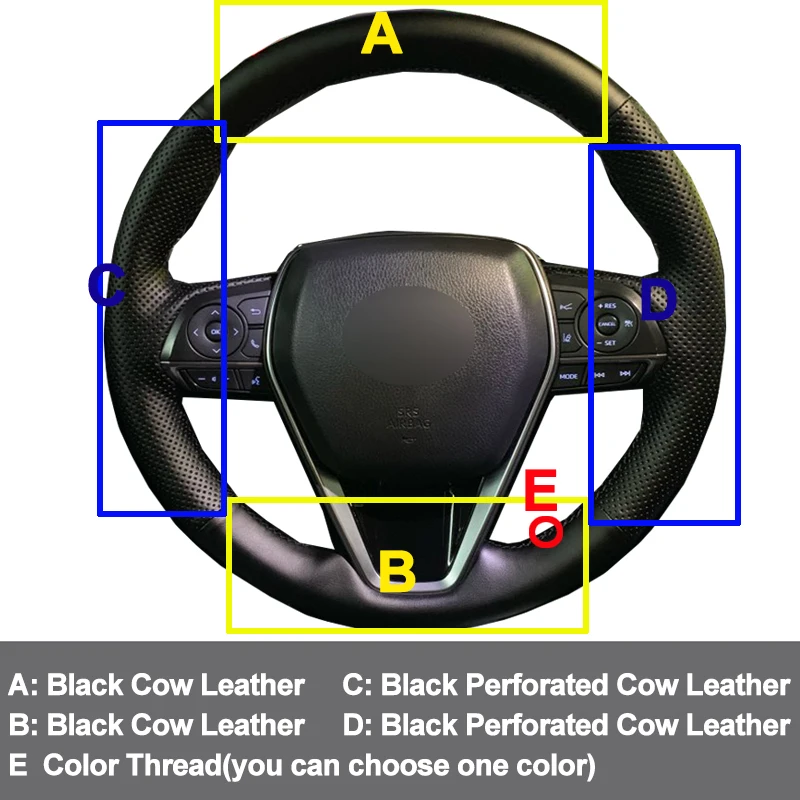 Hand Sewing Car Steering Wheel Cover Top Layer Cow Leather Volant For Toyota Camry 2018 - 2019 RAV4 Avalon 2020 | Автомобили и