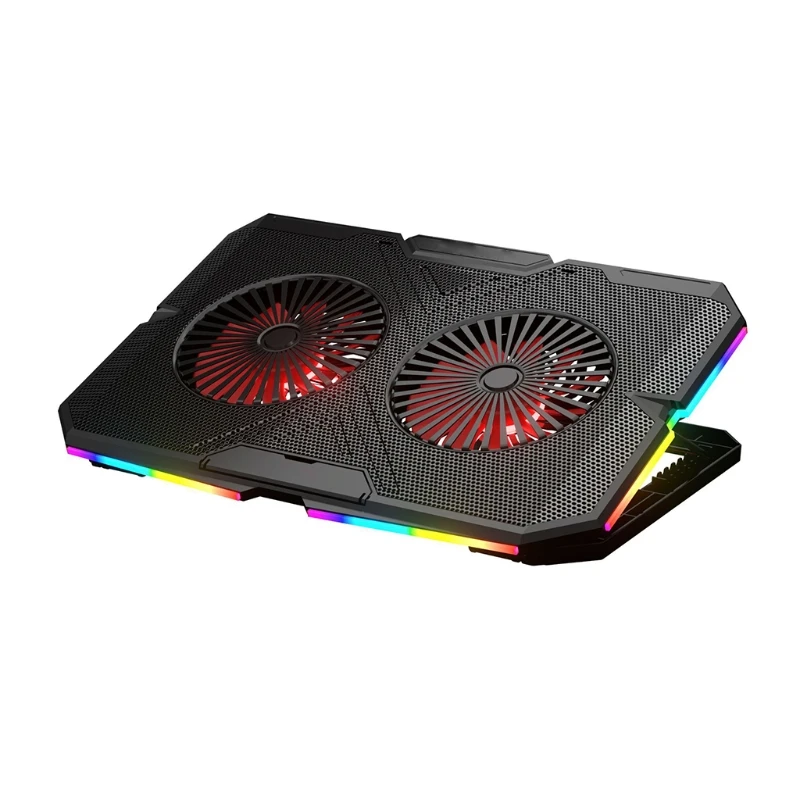 

Laptop Cooler Fan Portable Notebook Cooling Base Dual Turbo RGB Fan for 11-18in