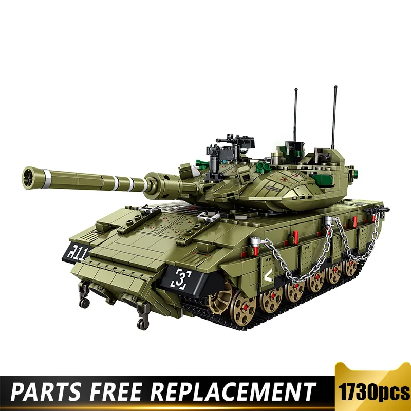 

Military Series WW2 Merkava MK4 Main Battle Tank Building Blocks DIY Model Construction Compatible Block Bricks Toys Gifts