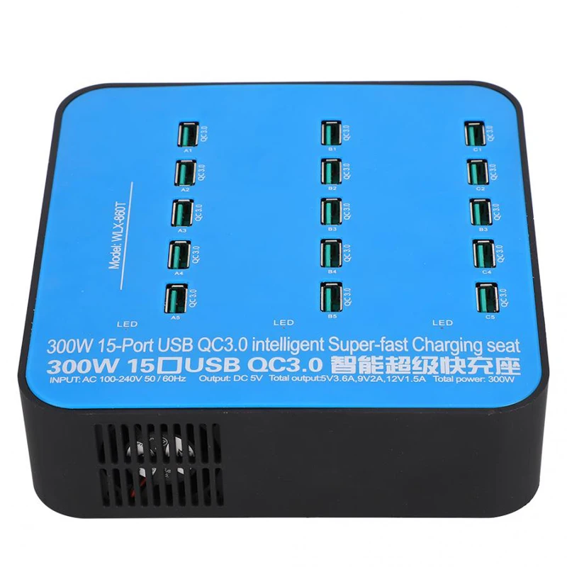 

QC 3.0 USB Station Dock Interface 300W 100-240V Fast Charging USB HUB for Smartphone Tablet Adapter Tablet