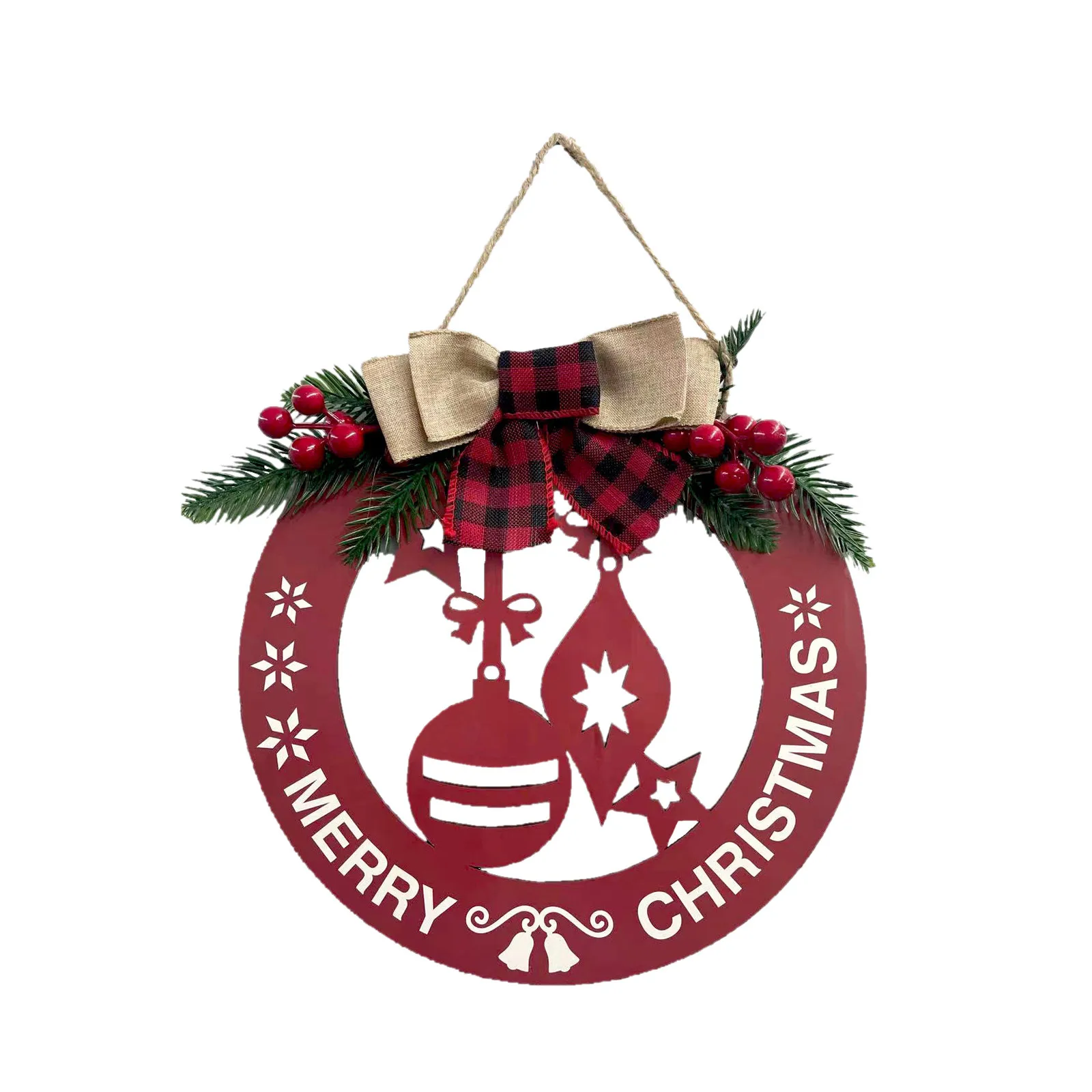 

Надпись "Merry Christmas", подвесная входная дверь, деревянные Мультяшные буквы, табличка, красные фрукты, клетчатый принт, Новогодний Декор для дом...