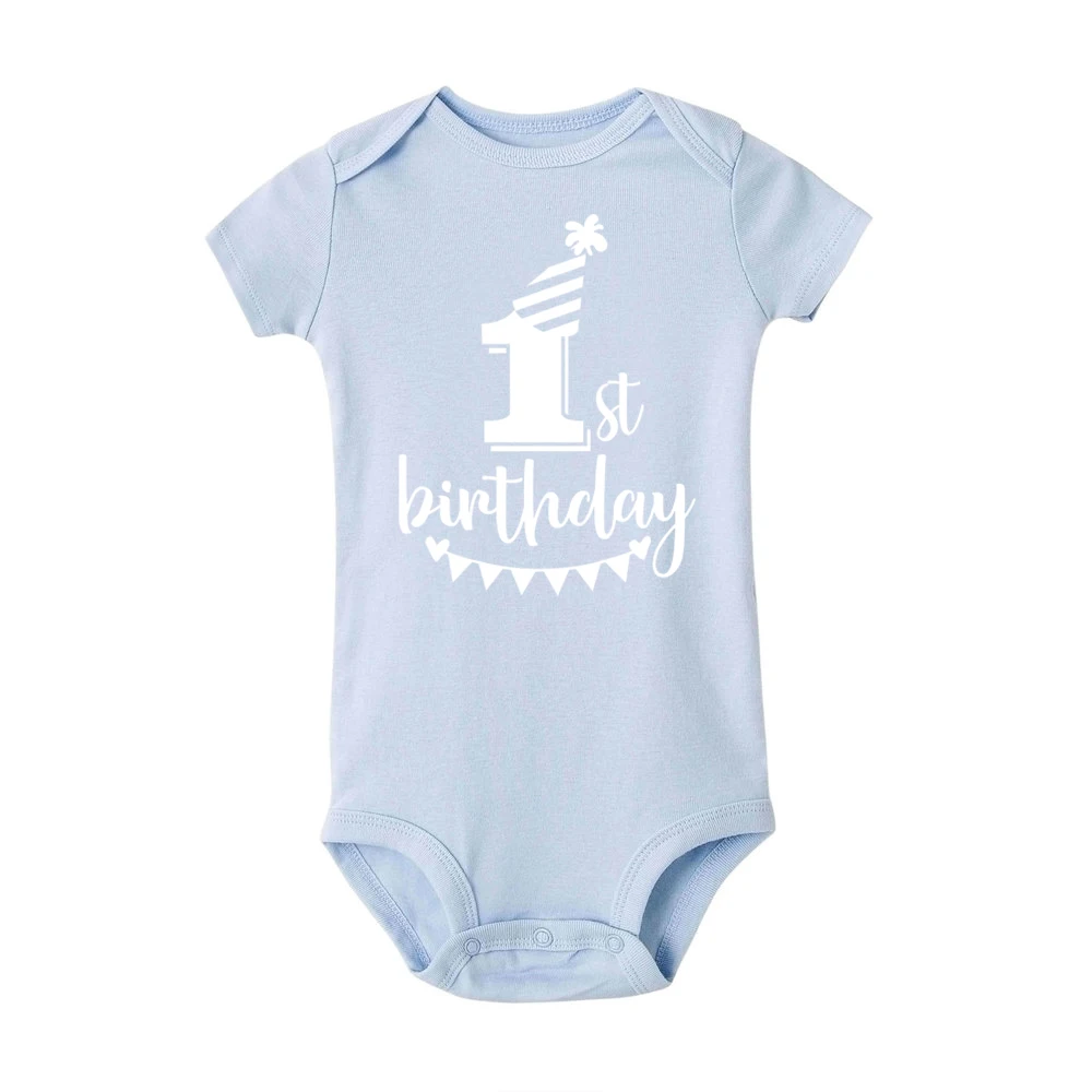Детский хлопковый комбинезон с короткими рукавами и надписью My First Birthday для