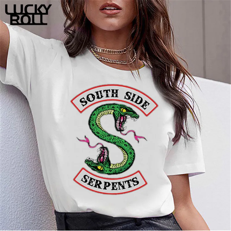 ТВ ривердейл Футболка &quotSOUTH SIDE SERPENTS&quot женщина футболка с Короткими Рукавами