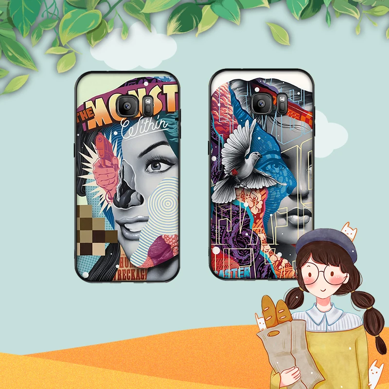 Сексуальные девушки в ретро цветах для Samsung Note 8 9 M10 M20 M30 S6 S7 Edge S8 S9 S10 PLUS TPU мягкий