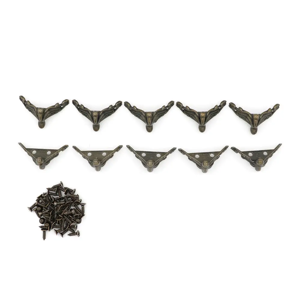

10Pcs 27x36mm Triangle Rattan Carved Decorative Bracket For Furniture Hardware Wood Box Feet Leg Corner Protector