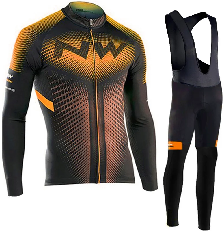 Long sleeve suit Northwave мужские велосипедные Джерси с длинными рукавами костюм велосипедиста MTB Одежда Maillot Ropa Ciclismo Hombre велосипедная одежда 9D силиконовый слюнявчик брюки - Цвет: Long sleeve suit