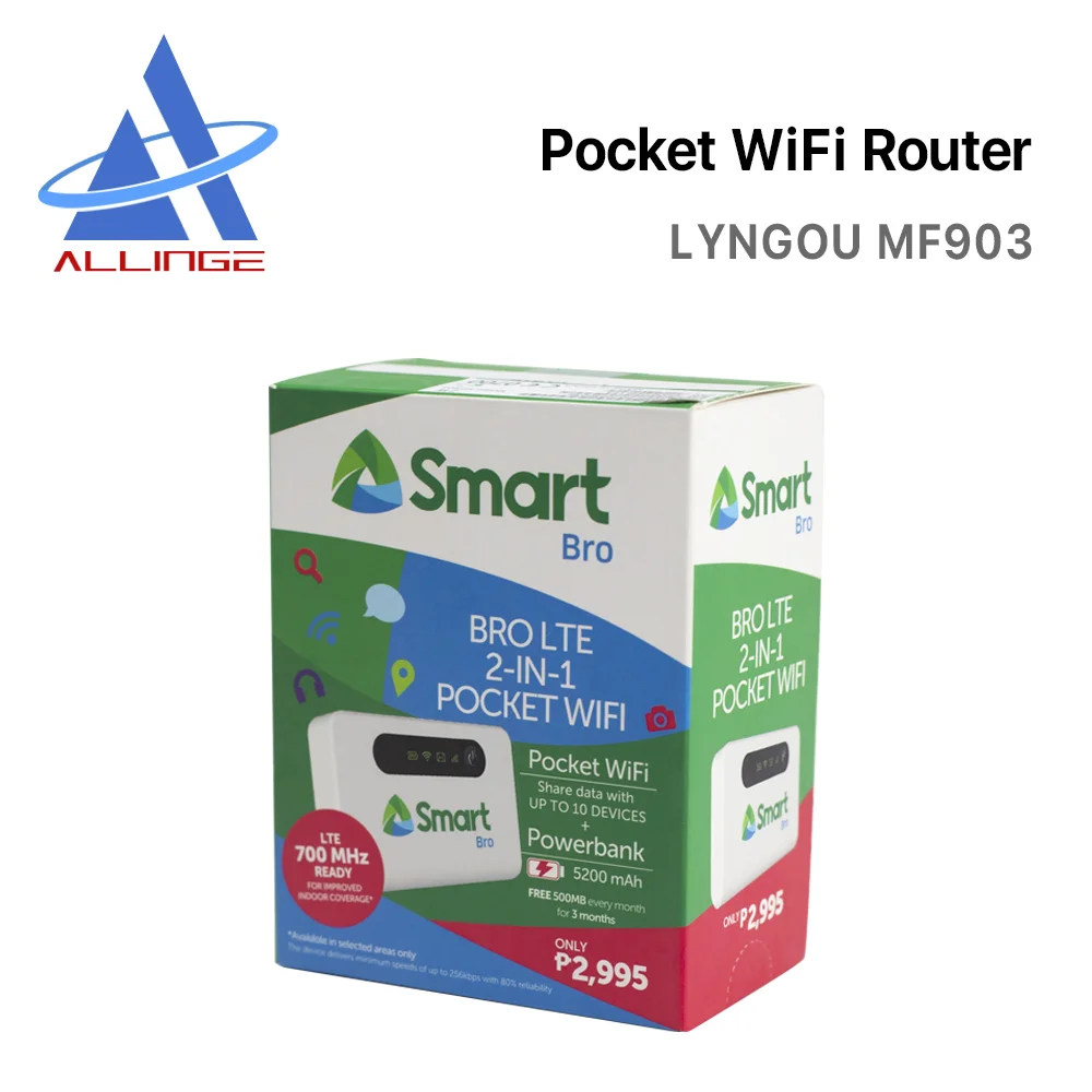

ALLINGE MF903 4G LTE Pocket Wireless Router Sim Card Slot with 5200mAh Power Bank Mini Wifi Hotspot Sharing Outdoor MIFI 150mbps