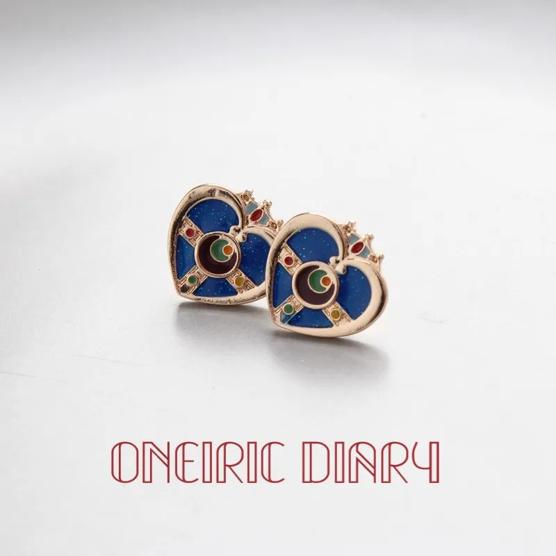 

ONEIRIC DIARY 14K Gold Plating Dream Colorful Star Moon And Heart Series Glazed Stud Earrings Best Gift For Girlfriends