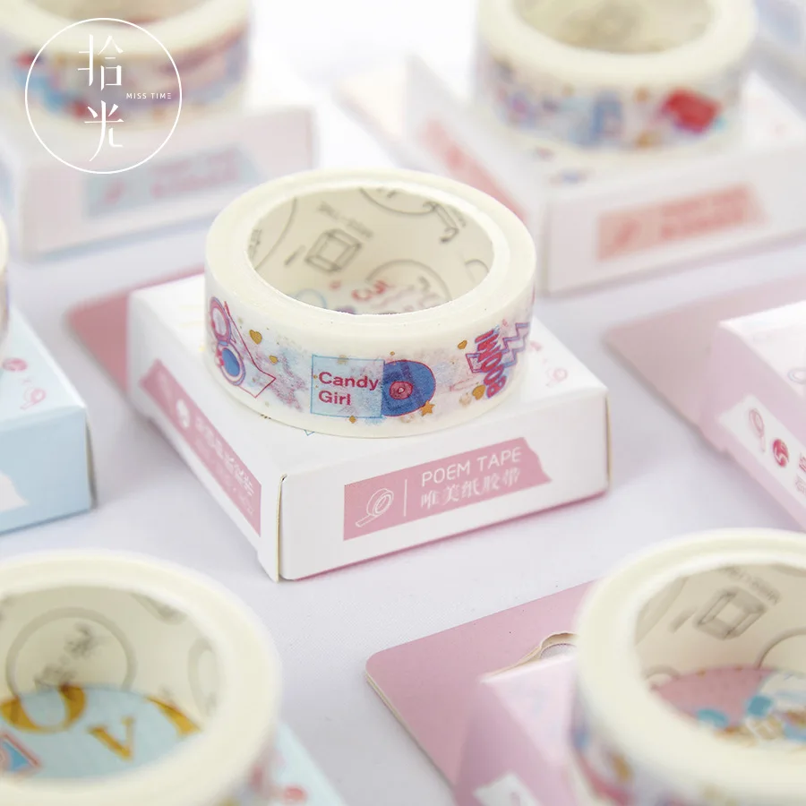 1 PCS Washi Tape Hot Stamping Masking Cute Cartoon Pattern Diary Album Journal Decoration Stickers | Канцтовары для офиса и