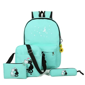 Модные школьные ранцы для девочек, рюкзак 4 шт.компл., Детские холщовые рюкзаки, школьные ранцы для подростков, Детские рюкзаки WBS466