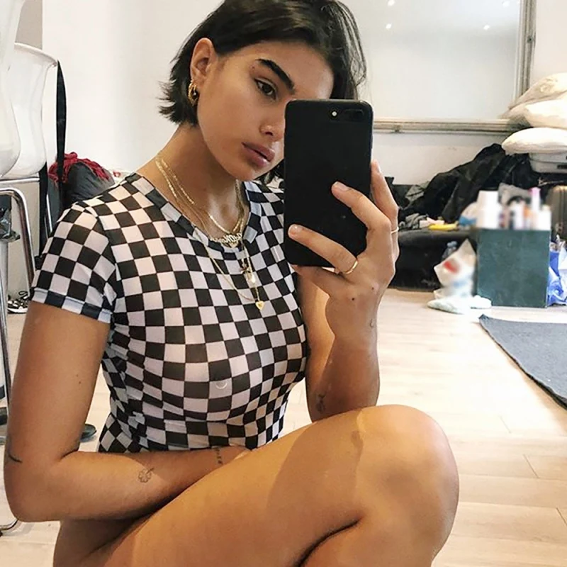 Новинка 2019 женский комбинезон сексуальный клетчатый облегающий хлопковый