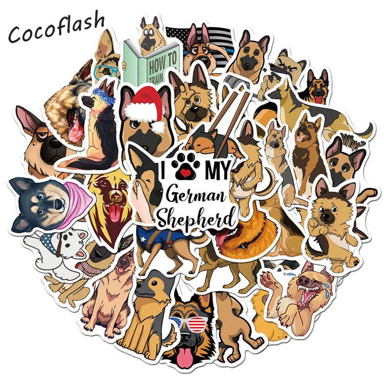 10/50Pcs/set Cartoon Animals Cute Shepherd Dog Stickers For Suitcase Laptop Phone Skateboard Scrapbooking Toy Waterproof Sticker