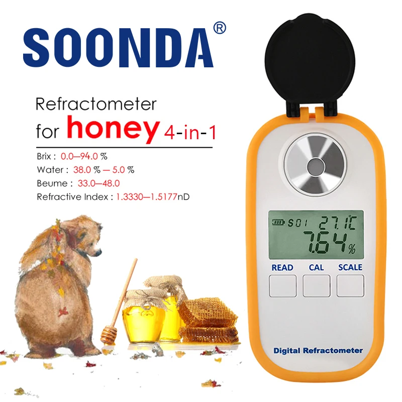 

Digital Honey 0-94% Brix Refractometer Honey Baume Concentration Meter Water Content Plugging Tester Beekeepers Usage Profession