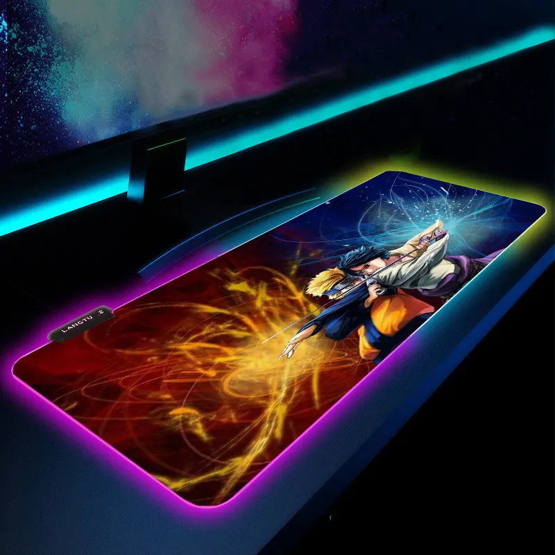 Игровой коврик для мыши с аниме RGB подсветкой 900x400 размер XXL компьютерный CS GO Hyper