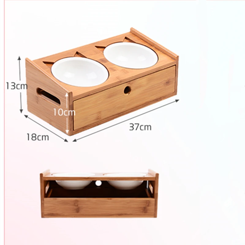 Нескользящая двойная миска для кошек с наклонной поднятой подставкой кормушки