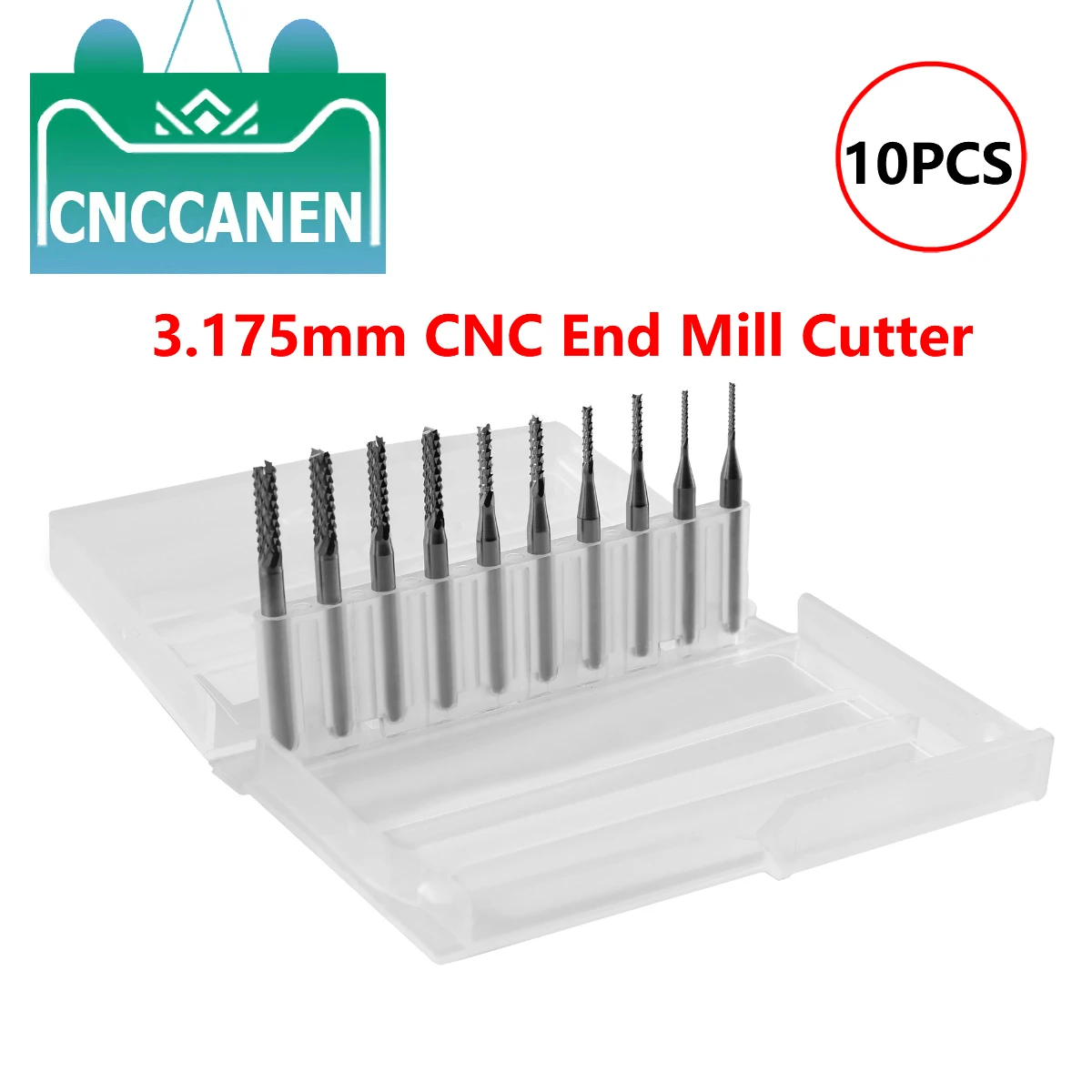 10pcs 3.175mmx 1MM, 1.5MM, 2MM, 2.5MM, 3.0MM Diameter CNC End Mill Cutter Mini PCB Carbide Router Bits Kit Set For Milling Tools