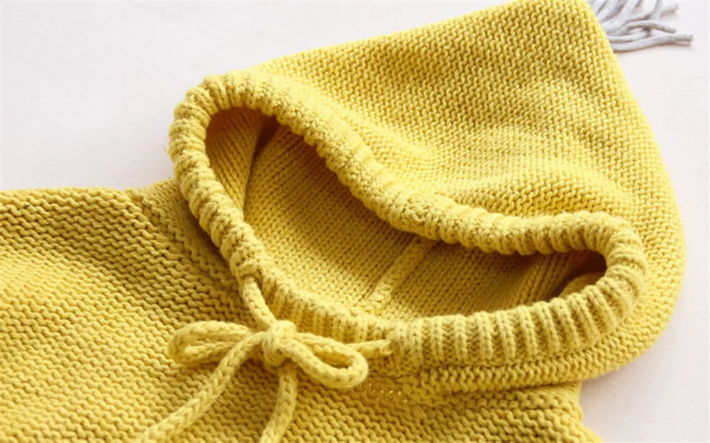 Fashion Winter Girls Sweatshirt Hooded Sweater Tops Children's Knitted Wool Hoodie Outerwear Kids Clothes 2 3 4 5 6 7 Years