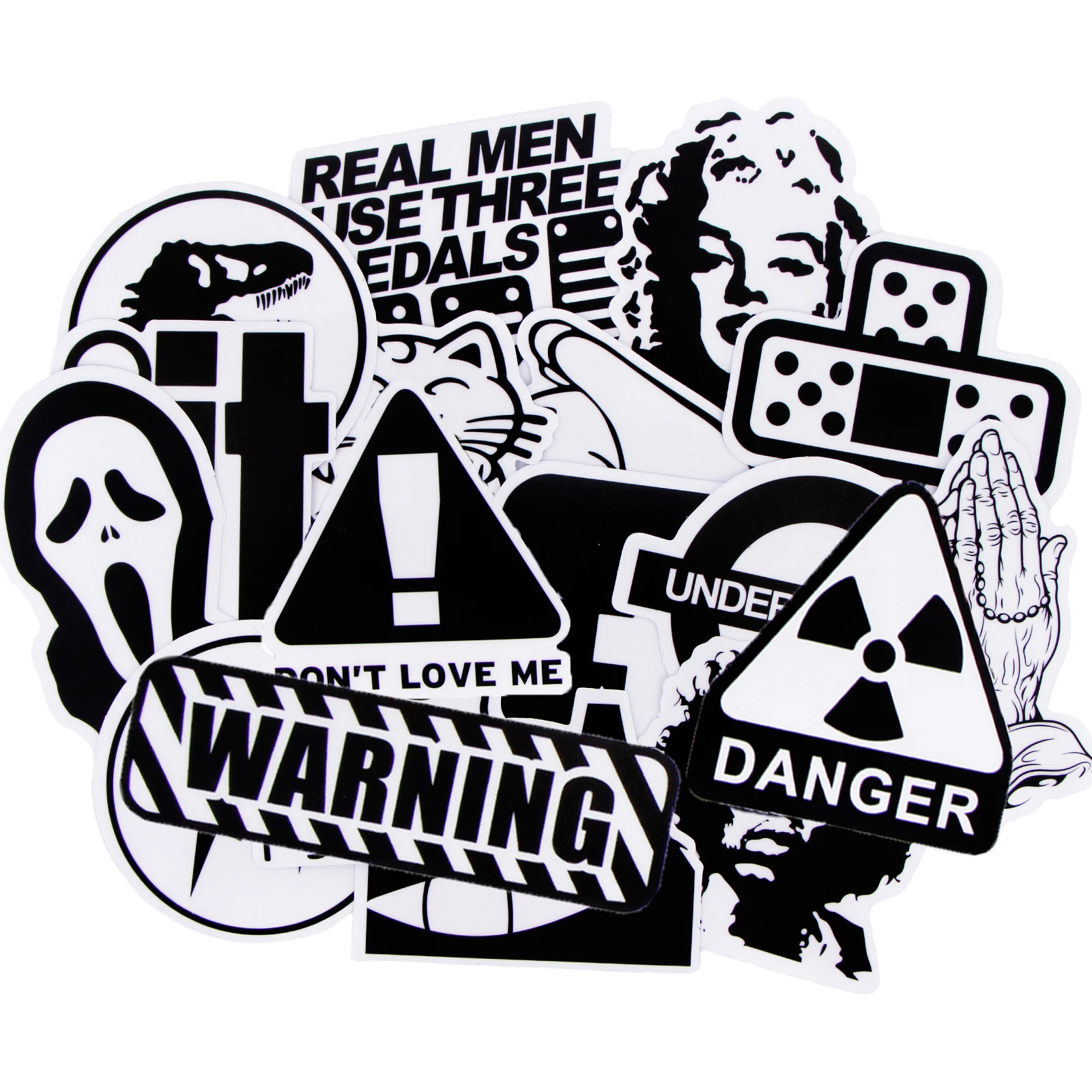 100 шт. не повторяет прозрачные черно-белые смешанные наклейки JDM для чемодана