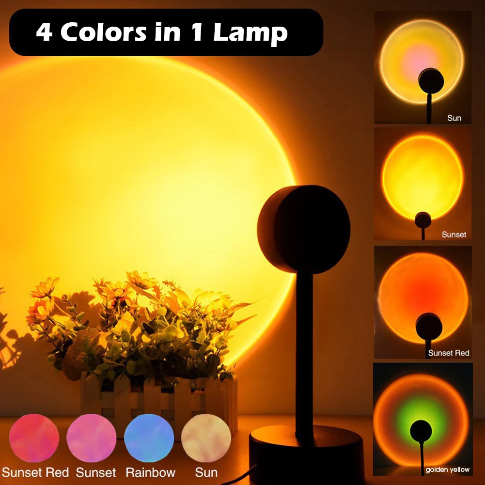 

1Pc USB Sunset Lamp Sunset Projector Mood Light Living Room Bedroom Night Light Room Decor Bar Atmosphere Photography Background