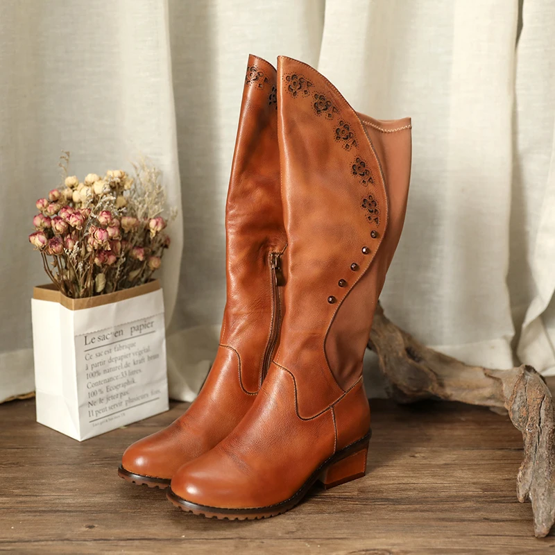 Tayunxing/обувь ручной работы из натуральной кожи на среднем каблуке Женская обувь