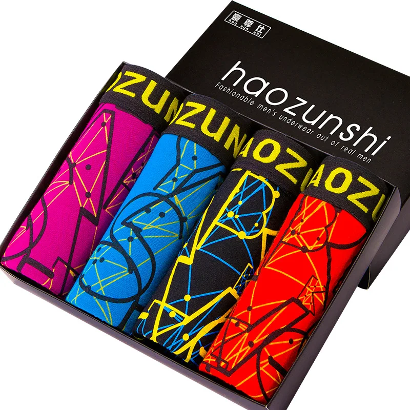 

4 шт./лот мужские трусы боксеры для подростков; Однотонное нижнее белье; Хлопковая шорты для мужчин пара сексуальный комплект Calecon больших размеров Трусы-шорты