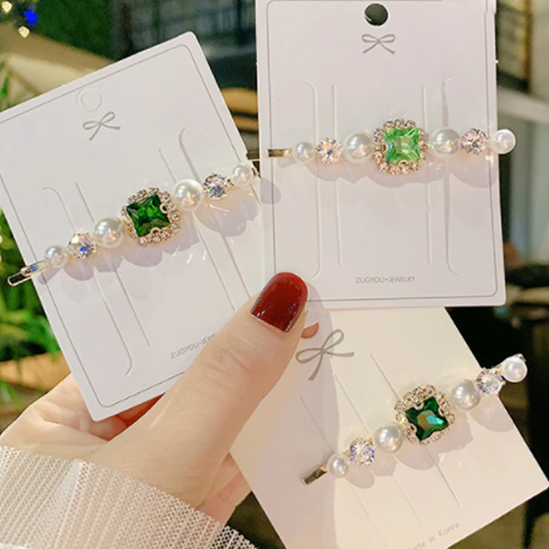 Женские заколки для волос набор ювелирных изделий модные аксессуары с зелеными