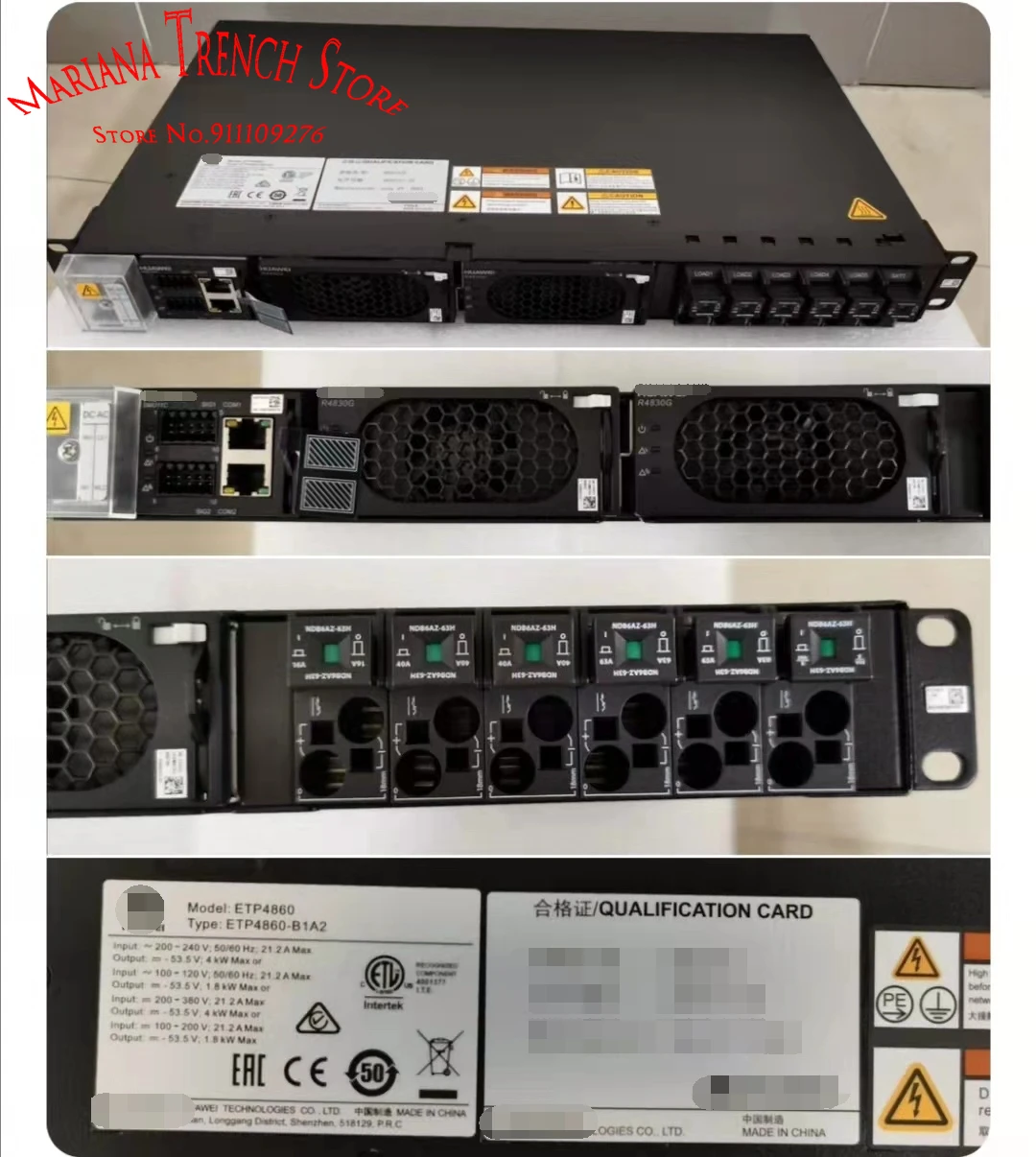ETP4860-B1A2 для HUAWEI Embedded Telecom Power ETP4860, 220 В переменного тока, однофазный или 120 В/В переменного тока, сплит-фазный или в постоянного тока, HVDC 60A