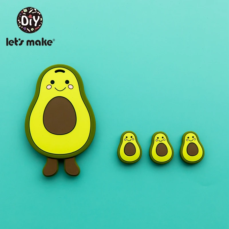 

Let's Make 10pcs Silicone Teether Baby Crib Toys Infant Teething Avocado Baby Sensory Toy Pendant Rodent Safe Baby Teether