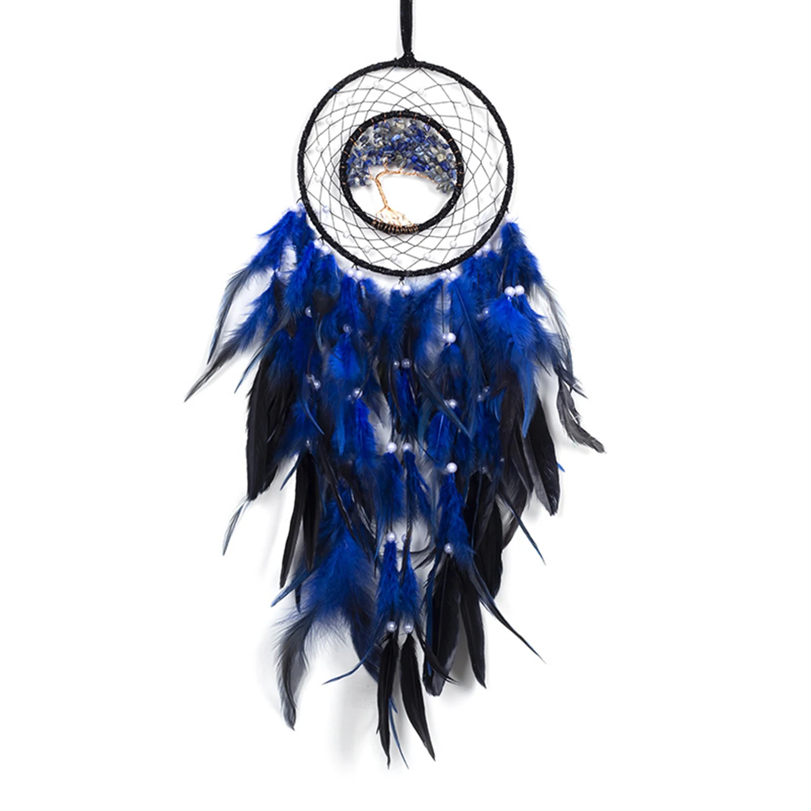 

Dream Catcher Ornaments Hanging Decor with Feathers Crystal Stones for Home Bedroom Birthday Gift