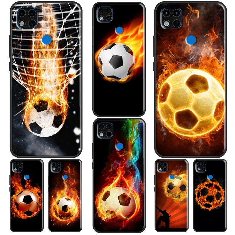 Fire Football Ball Soccer Case For Redmi Note 10 Pro 11 9 8 10S 9S 9C 9A 9T Coque | Мобильные телефоны и аксессуары