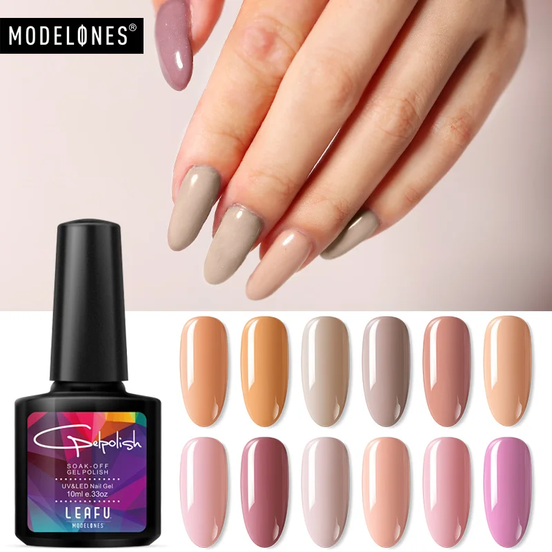 Гель лак Modelones телесного цвета для дизайна ногтей 10 мл УФ долговечный