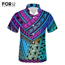 FORUDESIGNS Summer Men Casual Buttoned Shirt Brand Designer Polynesian Tribal Pattern Fashion Mens Tops 2020 New Hot Selling